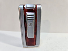 Working Vintage Colibri Slide Lighter with Punchers  Silver & Red   6927/25 picture