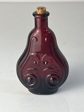 VTG Wheaton Ruby Red Scroll Glass Miniature Bottle Apothecary Cork Stopper 3” picture