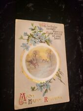Antique Posted 1911 Birthday Card Divided Ephemera Paper  picture