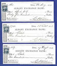 3 Albany New York Bank Checks 1863 picture