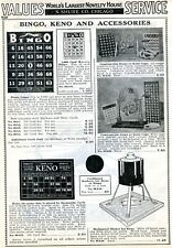 1938 Print Ad of Bingo & Keno Cards Cages & Markers picture