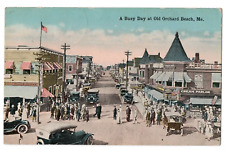 Old Orchard Beach, ME 1910s Street View Ice Cream Forest Pier Hotel Postcard VTG picture