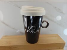 Vintage Lexus BRAND NEW Ceramic Coffee Cup Mug Black and Silver With RUBBER LID picture