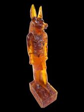 UNIQUE ANTIQUE ANCIENT EGYPTIAN Amber Percious God Anubis Jackal Afterlife picture