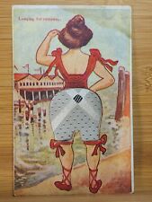 1910s Pincushion WOMAN ON BEACH Fabric Bathing Suit RISQUE Longing for Company picture