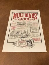 Vintage Rare Mulligan’s Pub Bay City Michigan Menu  picture
