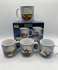 America the Beautiful Sakura Warren Kimble Coffee Cups Mugs Set of 4 In Box picture
