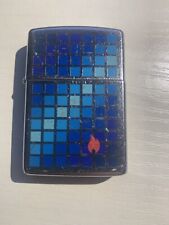 1993 Zippo Abstract Blue Abstract Squares Silver Tone USA picture