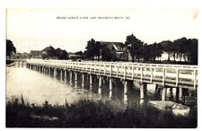 Vintage B/W Postcard Bridge Across Silver Lake Rehoboth Beach Delaware picture