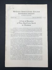 Antique March 1916 Breeders List of Pure Bred Livestock in Montana Cattle Horses picture