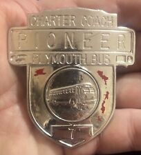 Vintage Charter Coach Pioneer Lines Hat Cap Badge Plymouth Bus picture