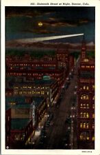 Denver Colorado Sixteenth(16th) Street Night WB UNP 1915-1930 Antique Postcard picture