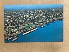 Postcard Seattle WA Washington Waterfront Port Skyline Aerial View Vintage PC picture