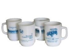 Vintage 1980s Milk Glass 4 Coffee Mugs Anchor Business Destination Hotel  picture