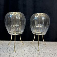 Pair Unique Vintage Partylite Optic Glass Odyssey Tea Candle Holder P035 9” picture