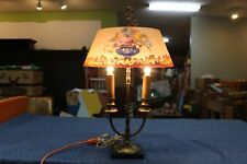 Antique Pairpoint Reverse Painted Glass Shade Brass Marble Table Lamp SIGNED picture