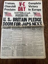 MAY 8, 1945 - PITTSBURGH SUN-TELEGRAPH NEWSPAPER - ORIGINAL - COMPLETE picture