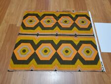 Awesome RARE Vintage Mid Century Retro 70s 60s Golden Org Forest Hex Fabric  picture