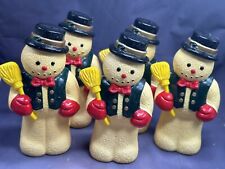 Vintage Frosty Christmas Snowmen Set of 5 Hard Plastic Blow Molds Decor picture