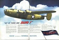 1943 Buick GM Vintage Print Ad WWII TWO PAGES US Air Force Planes Patriotic  picture