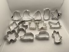 Huge Cookie Cutter Lot of  14 Metal Cookie Cutters Christmas, BASEBALL CAP picture