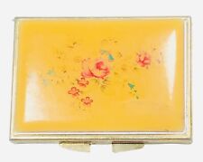 Ladies Vintage Yellow Floral Pill Compact with 5 Compartments #198  picture