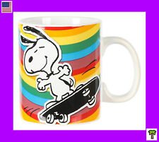 🌴 Peanuts Snoopy Skate Board Rainbow Mug 70th Anniversary 14oz Ceramic NEW picture