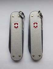 Lot of 2 58mm Victorinox Classic SD Alox Swiss Army Knives, Silver [0165] picture