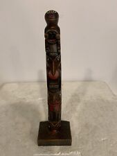 Vntg Totem Pole Figurine Hand Carved Hand Painted 7.5” Tall RARE See All Photos picture