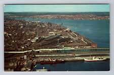 Halifax Nova Scotia Canada, Aerial City view & Harbor, Antique Vintage Postcard picture