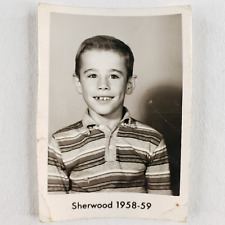 Cute Young Boy Class Photo 1950s Sherwood School Vintage Original Child A1280 picture