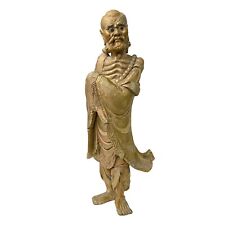 Chinese Vintage Wood Carved Golden Paint Zen Master Damo Statue ws1256 picture