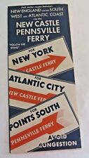 Vintage 1935 New Castle Pennsville Ferry Map Brochure Delaware River #5714 picture