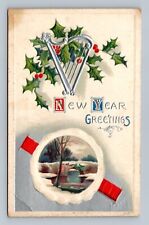 Vintage New Year Postcard New Year Greetings Embossed picture