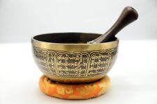 8 Inches Healing Bowl- Peace Engraved- Tibetan Singing Bowl-Mantra Engraved Bowl picture