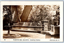 Mexico City Mexico Postcard Fuente Del Quijote Chapultepec 1935 RPPC Photo picture