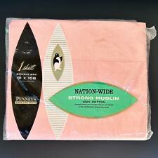 Vintage Penney's Nationwide Double Bed Flat Sheet Muslin 100% Cotton Pink Solid picture