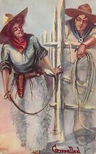 Postcard Cowgirl & Cowboy Romance Corralled S/A Peterson 8213 picture