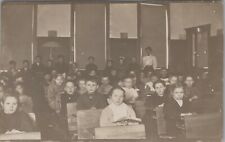 Students Sitting In Desks Boy Girls Funny Bored Faces RPPC Vintage Post Card picture