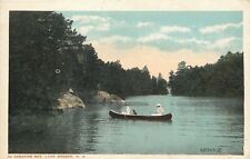 Lake George New York~Paradise Bay~2 Men and a Dog Canoeing~1915 Postcard picture