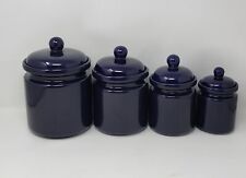Set Of 4 Cobalt Blue Ceramic Kitchen Canisters Made In Thailand Cooks Club Inc. picture