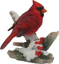 4.25 Inch Cardinal Bird on Snowy Branch Decorative Figurine Red picture