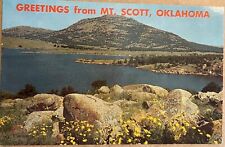 Mount Scott Oklahoma Lake Elmer Thomas Greetings Postcard 1970 picture
