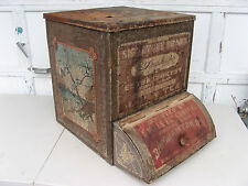 1890s lg TIN JAPAN TEA STORE BIN -J. MILLS ELY Co. DISPLAY- ANTIQUE COFFEE RARE picture