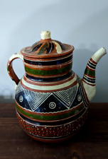 VTG TEAPOT Tlaquepaque, Jalisco MEXICO TRADITIONAL RED WARE POTTERY HAND PAINTED picture