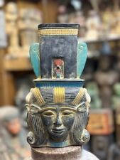 RARE ANCIENT EGYPTIAN ANTIQUITIES Mask Goddess Hathor Pharaonic Made Granite BC picture