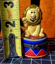 Vintage Circus Lion Limoges Style Hinged Trinket Box picture