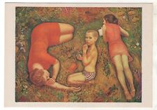 1982 Strawberry Meadow Mother & Children Soc.realism ART Old RUSSIAN postcard picture