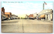 Postcard Zion IL Sheridan Rd Looking North Shows Institutions And Industries picture
