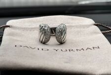 David Yurman Sterling Silver 925 Sculpted Cable Pave Diamond Ring Size 7 picture